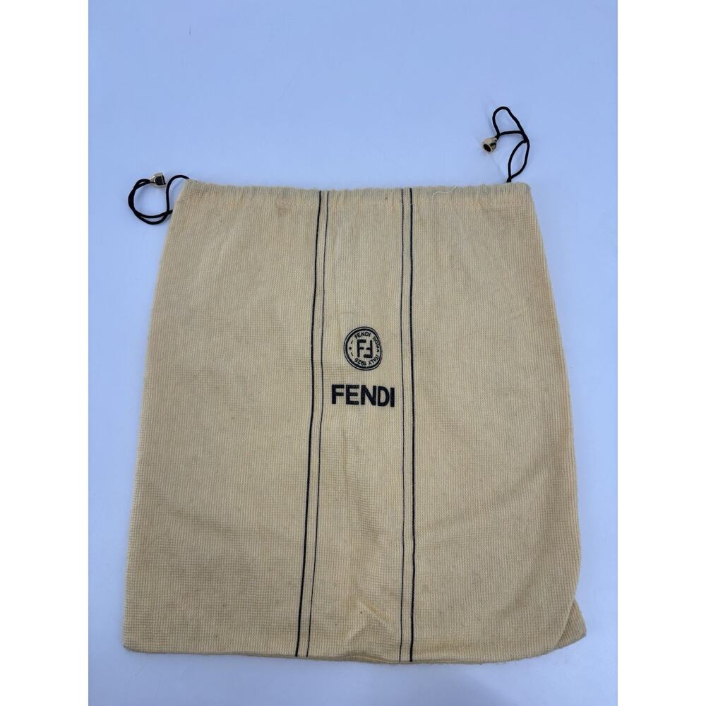 Fendi Dustbag Beige Black Logo Drawstring Lightweight Designer Travel Storage